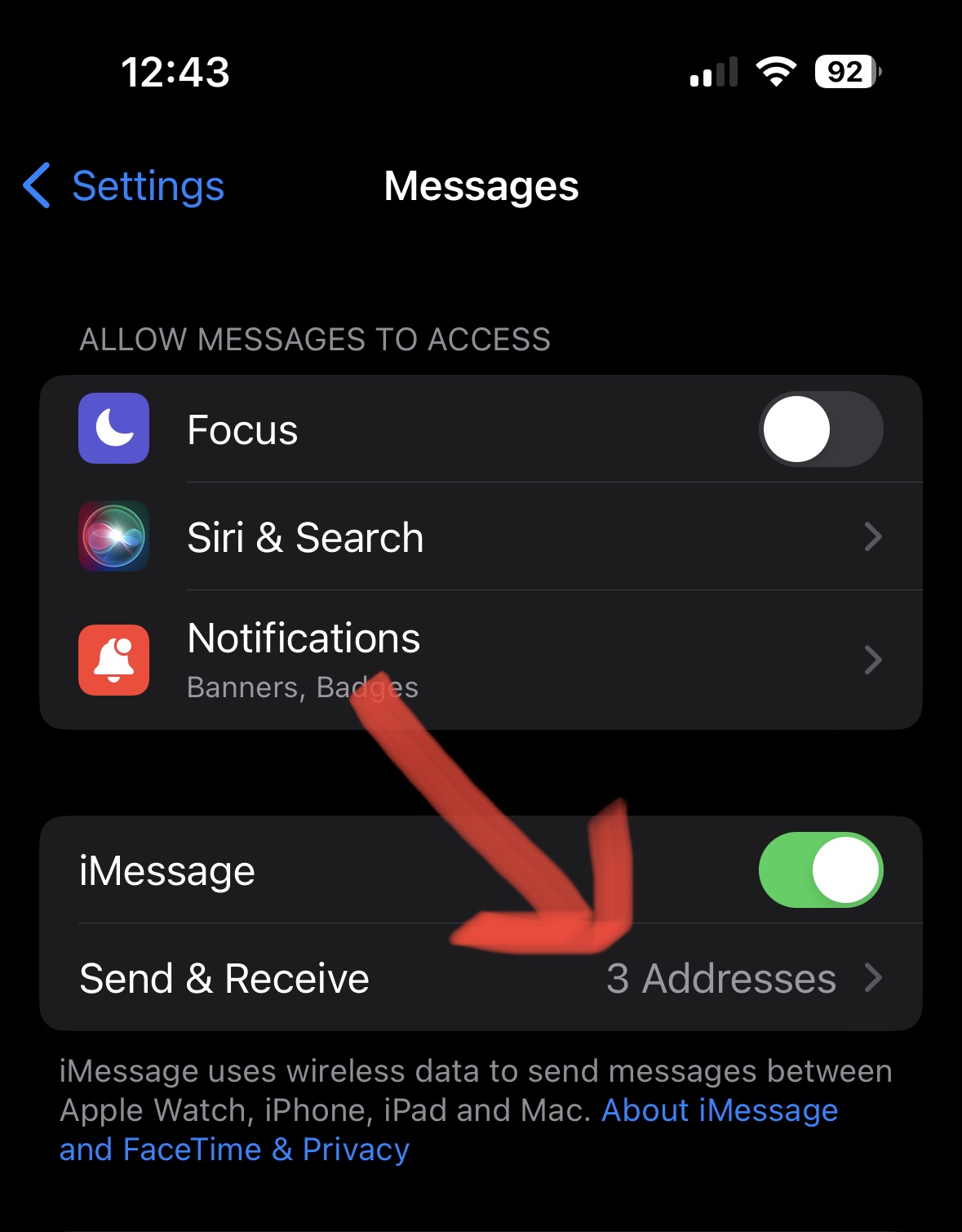 iMessage settings