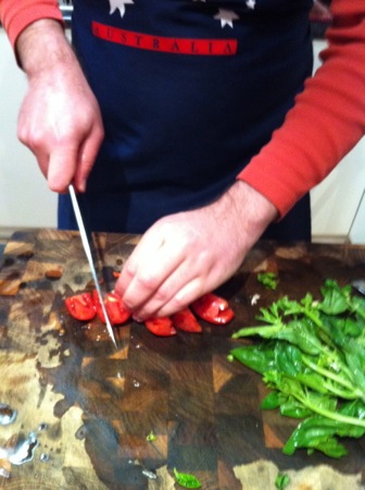 Chopping tomatoes