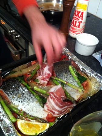 Adding pancetta