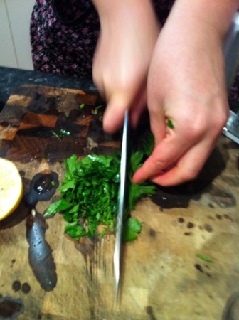 Chopping parsley