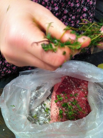 Seasoning the steak