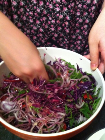 Red cabbage slaw