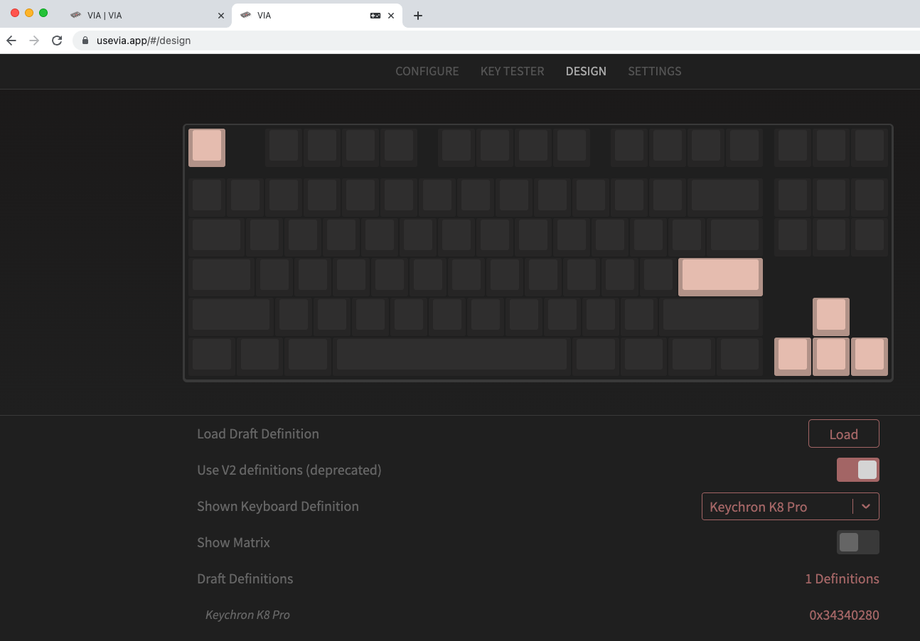 Keyboard screen in VIA